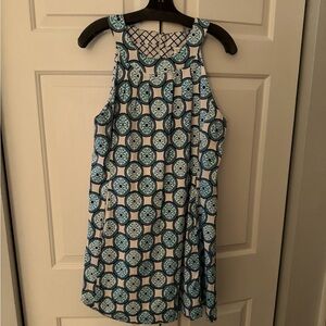 Dizzy Lizzie Sleeveless razorback cotton Geometric Pattern Dress xl